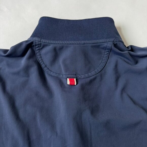 Tracksmith Womens M Half 1/2 Zip Pullover Navy Blue Rabbit Logo Thumb Holes - Picture 3 of 6